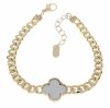 3529 Bransoletka elegancka złota 17+3cm pozłacana 14k koniczyna marokańska